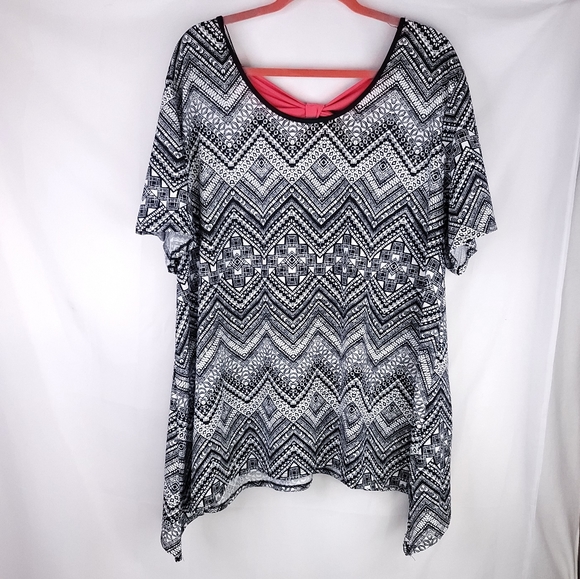 Hot Ginger aztec print bow back sharkbite top - Picture 2 of 5